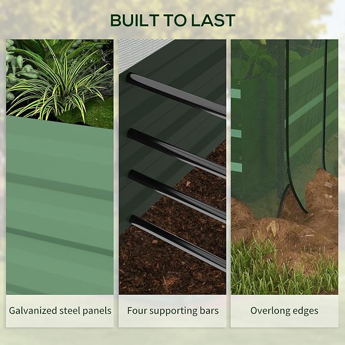6x8ft Heavy Duty UV-Resistant Durable All-Weather Garden Shade Cage Protection System Raised Bed Green Optimal Plant Growth