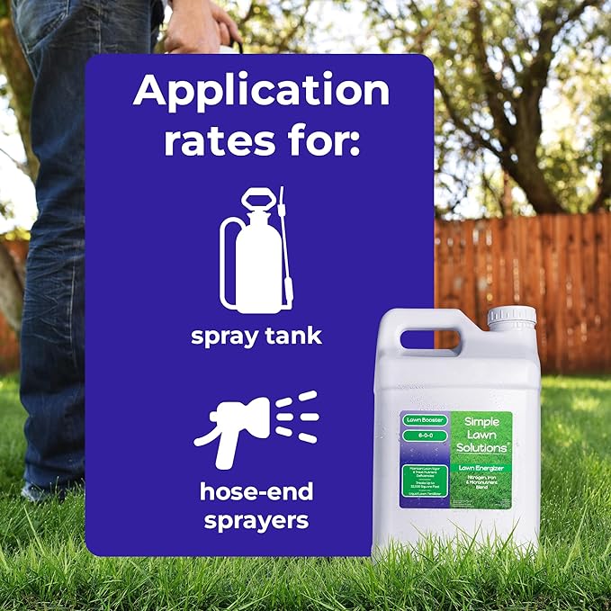 Commercial Grade Lawn Energizer- Grass Micronutrient Booster with Iron and Nitrogen- Liquid Turf Spray Concentrated Fertilizer- Any Grass Type All Year- Simple Lawn Solutions (2.5 Gallons)