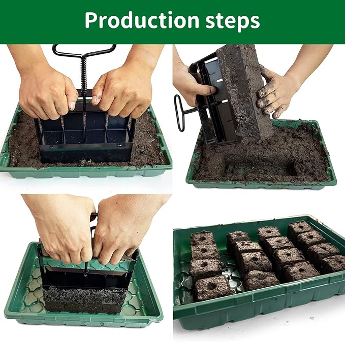 Double Row Soil Blocker Efficient Block Making Sturdy Stainless Steel for Gardening Enthusiasts Seedling Cutting
