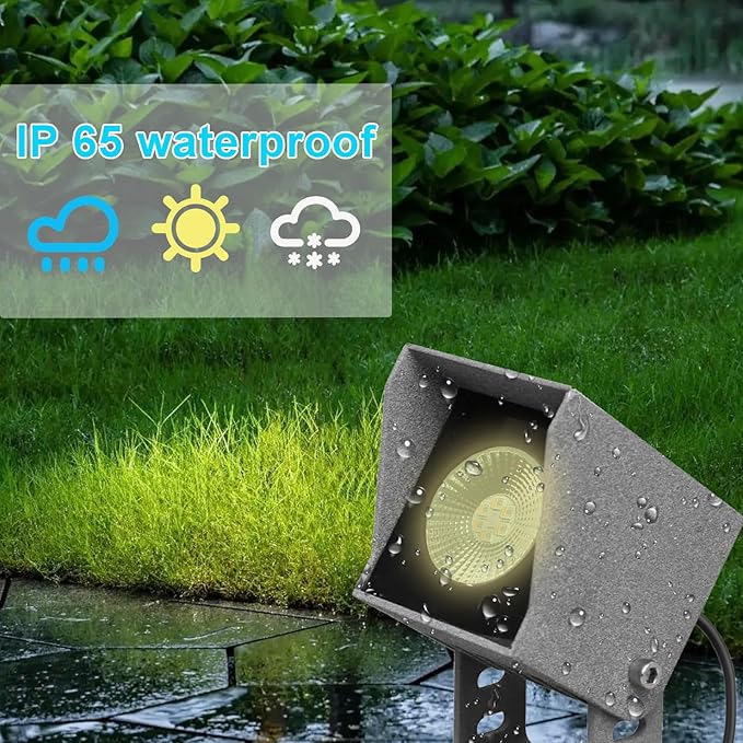 2 Pack RGBW Landscape Spotlights3W Low Voltage Garden Lights with Remote Control 16 Static Colors &amp 4 Dynamic Modes IP65 Waterproof 12V/24V Color Changing Lights for Yard Tree Decoration(Gray)