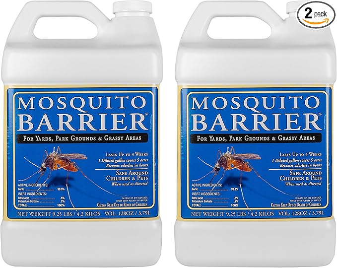 Liquid Garlic Mosquito Repellent Concentrate 1 Gallon (2 Pack) – Professional Outdoor Treatment for Lawns Landscapes &amp Perimeter Areas – Yard &amp Home Mosquito Protection