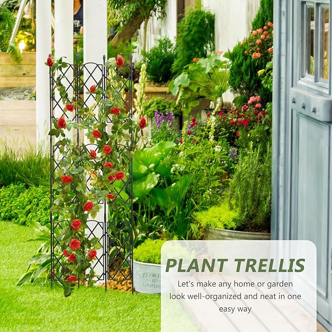 TOYANDONA Garden Trellis Plant Support Steel Climbing Vine Trellis Screen Rack for Outdoor Indoor Gardening Adjustable 46.5-135cm Metal Plant Climbing Stand for Patio and Yard