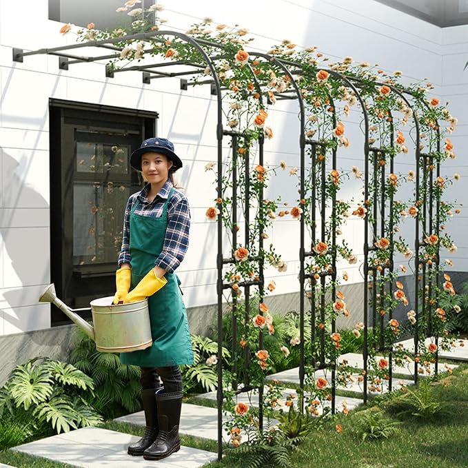 Half Sided Arch Against The Wall Garden Trellis - Garden Arch Arbor Trellis for Climbing Plants Outdoor - Garden Arch for Home Yard and Garden