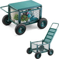 VEVOR Rolling Garden Cart with Seat Metal Rolling Garden Work Seat with Wheels Supports up to 400 LBS Heavy Duty Gardening Cart Scooter Outdoor Wagon &amp Stool on Wheels for Lawn Patio Backyar