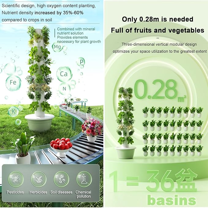 Hydroponics Growing System with Hydrating Pump Adapter and Net Pots - Indoor Smart Garden 7 Layer Design for Efficient Plant Growth