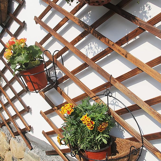 Hanging Plant Trellis Wooden Trellis Lattice Wall Planter Expandable Planter Trellis Frame Trellis Fence Support for Outdoor Plant Hanging Pots Wall Decor Patio Garden (226x73cm/88.9x28.7in)