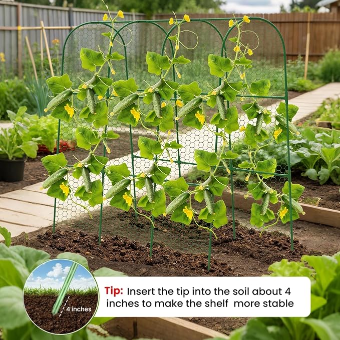 Cucumber Trellis 50 X 47 U-Shape Garden Trellis for Climbing Plants Outdoor Arch Trellis Cucumber for Raised Bed Foldable Plant Support for Vine/Vegetable/Tomato/Zucchini/Pea