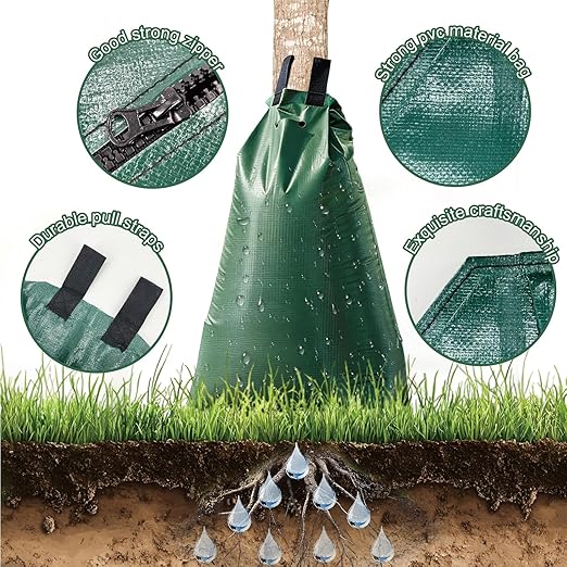 20 Gallon Tree Water Bags Slow Release Watering Bag System - Gator Style Ring for New TreesTreegator Bags for Drip Irrigation Fruit Protection Tree Storage (3 Pack)