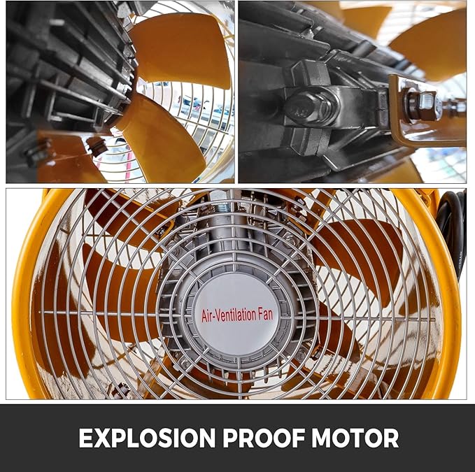 VEVOR Explosion Proof Fan 12 Inch 550W Industrial Portable Ventilator Blower/Exhaust with 9.8ft Light Cord -No Plug