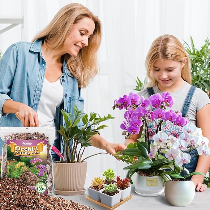 Orchid Bark Potting Mix - 29QT Natural Orchid Potting Mix for Repotting Blended with Small Pine Bark and Perlite to Provide Ideal Ventilation and Good Drainage for Orchids and Other Potted Plants