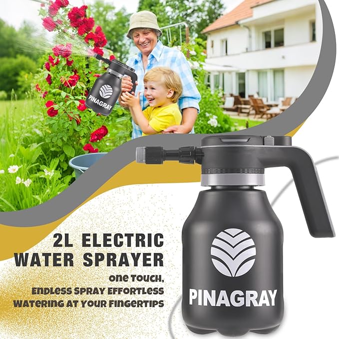 2L/0.5Gallon Electric Water Sprayer - Rechargeable Battery Powered Mister for Plants Weeds Cleaning &amp pet Cooling Handheld Sprayer with Nozzle and Extension Wand