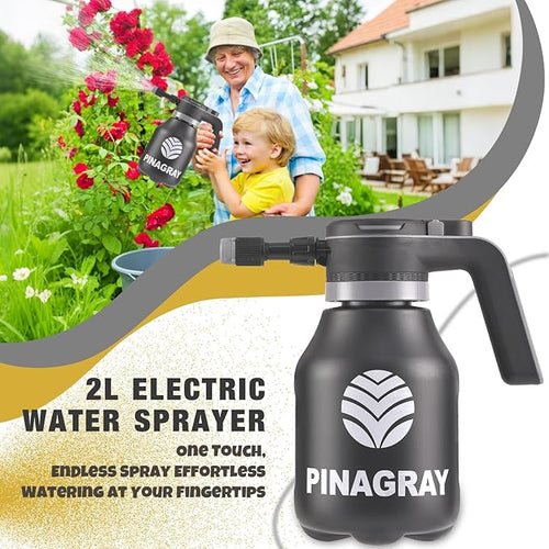2L/0.5Gallon Electric Water Sprayer - Rechargeable Battery Powered Mister for Plants Weeds Cleaning &amp pet Cooling Handheld Sprayer with Nozzle and Extension Wand