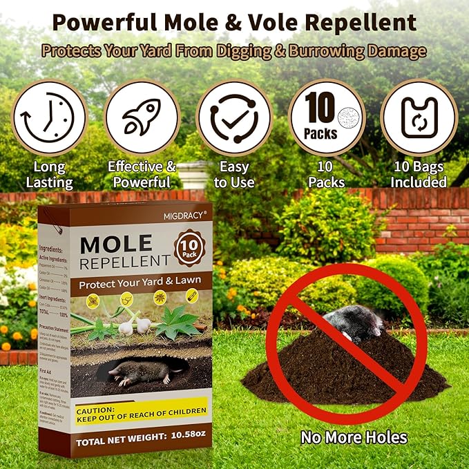 Powerful Mole &amp Vole Repellent Balls for Yard