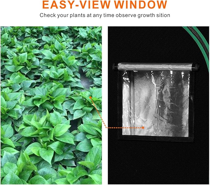 MELONFARM 57x57x80'' Grow Tent High Reflective 600D Diamond Mylar Canvas with Observation Window and Floor Tray for Hydroponic Indoor Plant Growing