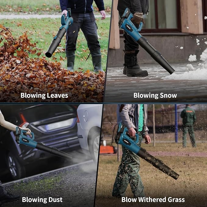 LEAPUL Leaf Blower Cordless 21V Electric Leaf Blower with 2×2.0Ah Batteries &amp 1 Fast Charger Lightweight Battery Powered Blower for Lawn Care Patio Cleaning