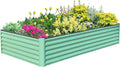 Galvanized Raised Garden Bed Outdoor Planter Garden Boxes Large Metal Planter Box for Gardening Vegetables Fruits Flowers Herb Tomato Potato. (Green 6x3x1.5ft)