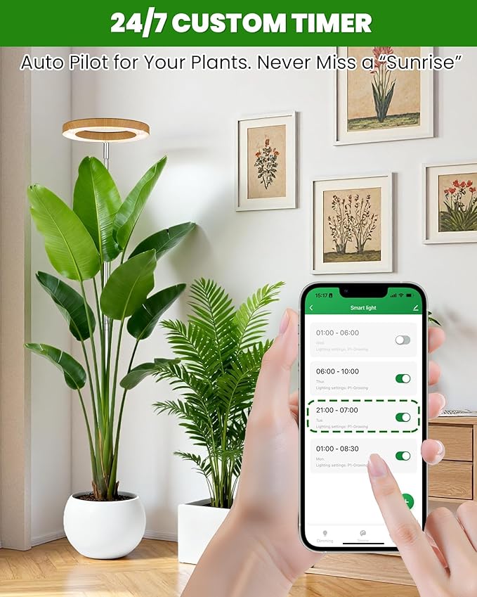 Plant Grow Lightyadoker Smart Plant Light Compatible with AlexaGoogle for Indoor PlantsHeight AdjustableCustomized Light BrightnesssMultiple Timers