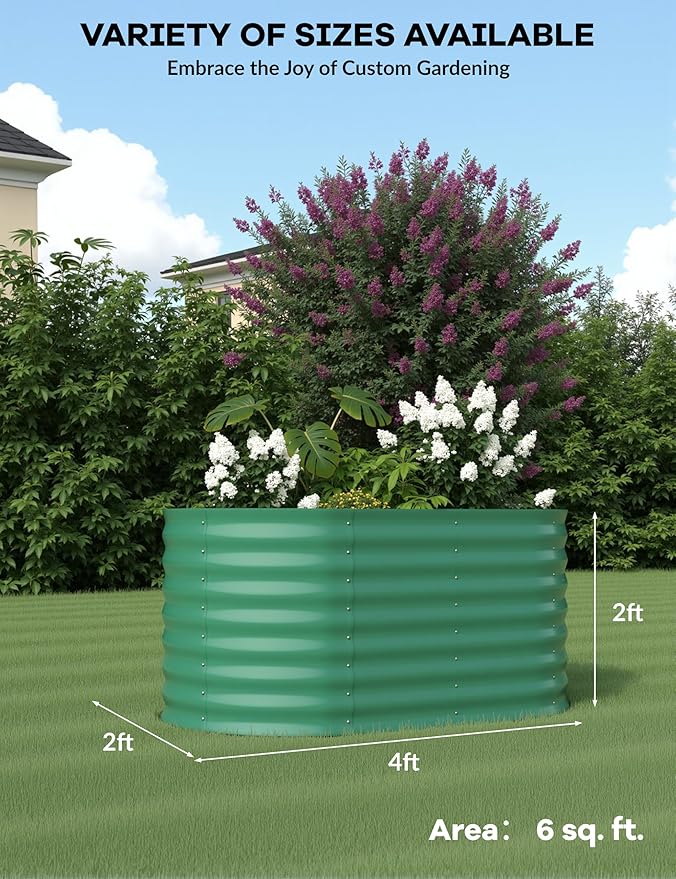 2Pcs 4x2x2ft Raised Garden BedGalvanized Raised Planter Boxes Outdoor with Easy Assembly Large Garden Bed for Vegetables Fruits FlowerRaised Garden BedGreen