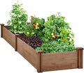 Yaheetech 8x2ft Wooden Horticulture Raised Garden Bed Divisible Elevated Planting Planter Box for Flowers/Vegetables in Backyard/Patio Outdoor Dark Brown 95 x 25 x 11in