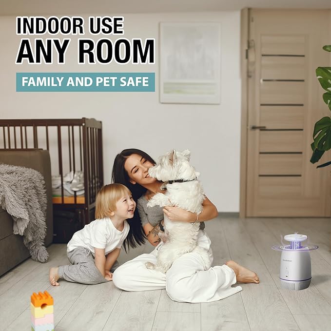 Trap &amp Zap Insect Catcher with Vacuum Suction - High-Efficiency UV Light Attractor and Quiet Fan