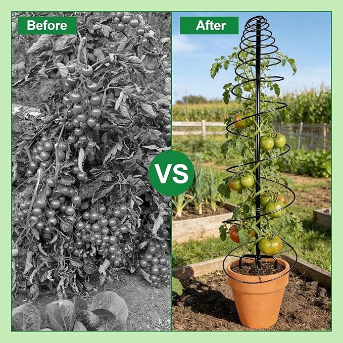 2 Pack Spiral Metal Trellis for Climbing Plants Outdoor 41 Adjustable Plants Trellis Support Metal Garden Trellis with Center Pole and 3 Pronged Climbing Plant Grow Cage Stand for Plants Flowers