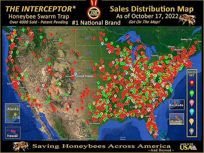 Honeybee Swarm Trap-THE INTERCEPTOR PRO Complete Kit ASSEMBLED With Frames Foundation Lure &amp REAL Beeswax Coating (also includes tree strap &amp hooks)