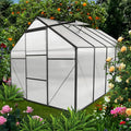 6x10 FT Polycarbonate GreenhouseHeavy Duty Walk-in Garden Plants Green HouseAdjustable RoofRaised Base and Sliding Door for Outdoor BackyardEasy to InstallBlack
