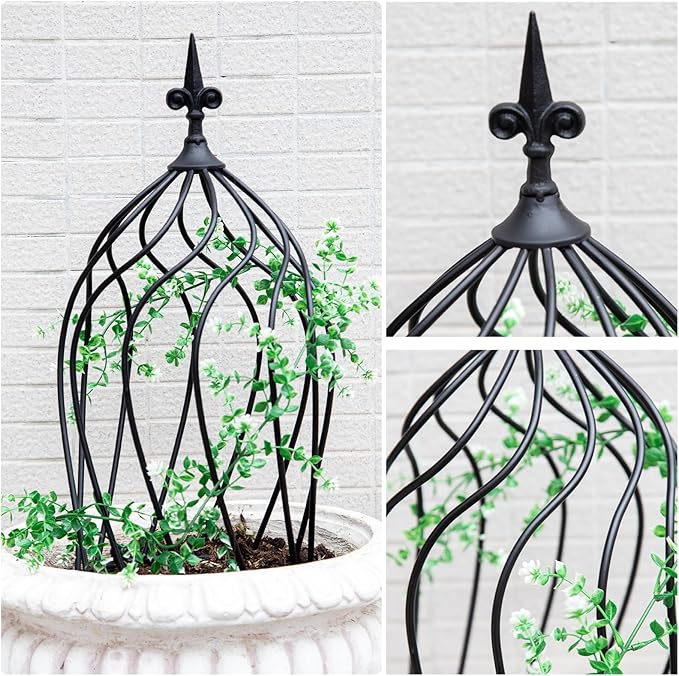 23-Inch Metal Obelisk Trellis for Climbing Plants | Sturdy Iron Design Ideal for Outdoor Roses and Potted Vines | Easy Assembly Compact Vertical Garden Decor for Indoor &amp Outdoor Use