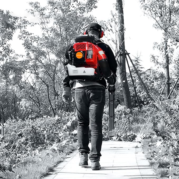 Leaf Blower Backpack Leaf Blower Gas Powered 2-Stroke Engine 900 CFM 2.3L Tank Leaf Blower 80CC Snow Blower Handheld Leaf Blower for Lawn Care Patio Orange Ship from USA Red