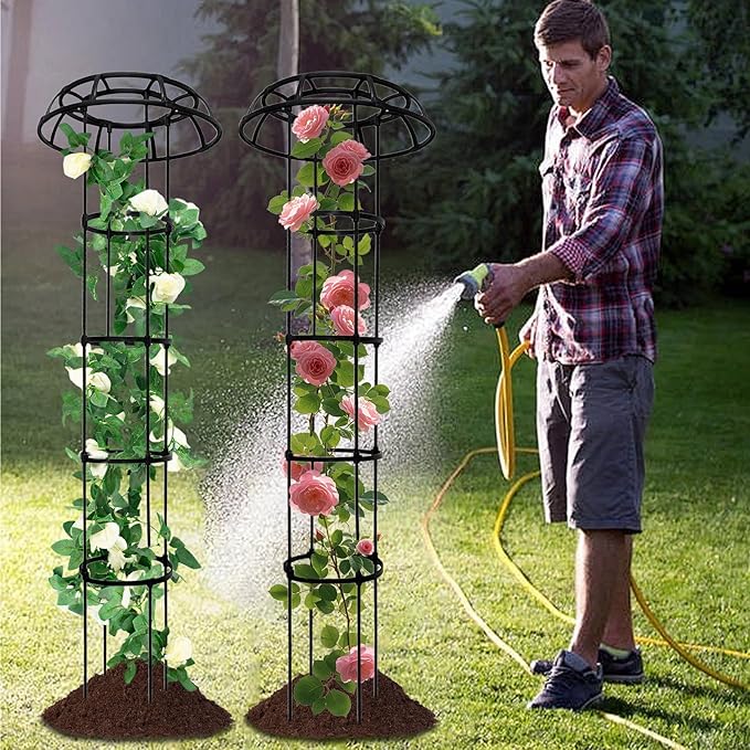 Garden Trellis - Mushroom Top Trellis | Plant Trellis for Potted Plants | Flower Vegetables Cage Rack | Small Tower Obelisk | Plant Stake for Flower | Plant Trellis Support for Potted Houseplant Vine