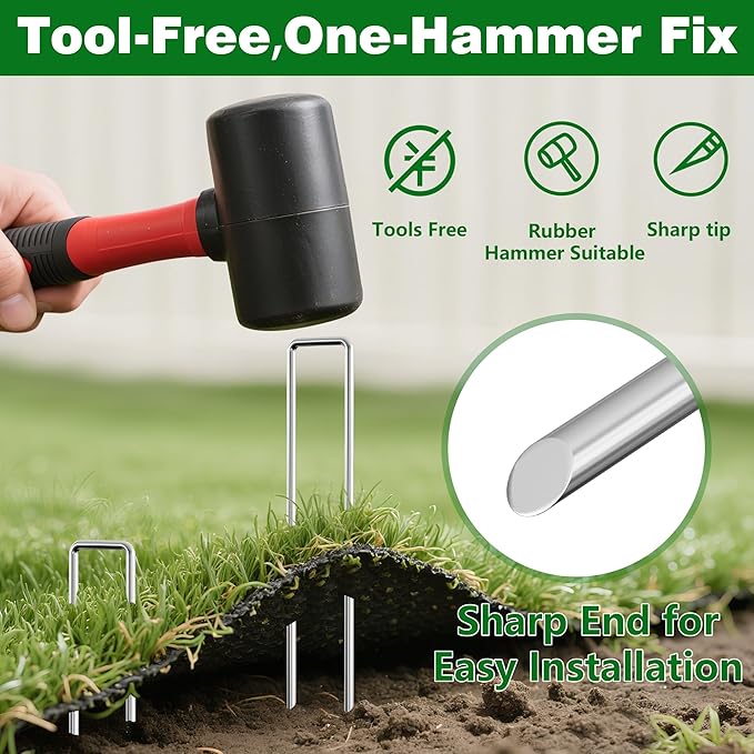 500 Pack Galvanized Landscape Staples 6 Inch 11 Gauge + 3ft x 50ft Weed Barrier Landscape Fabric