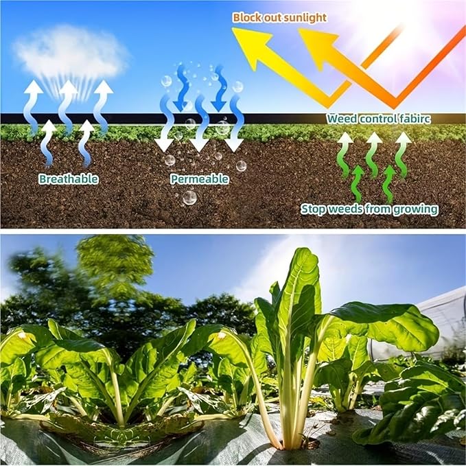 Weed Barrier Fabric Anti-Weed Mesh Geotextile Agricultural Mulch Cloth Greenhouse Weeding Mat Water Permeable(1.2Mx5M)