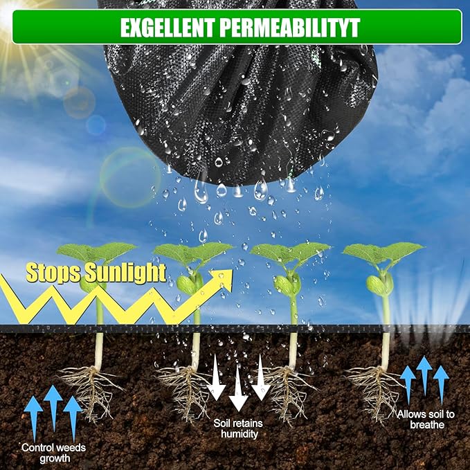 6ft x100ft Black Weed Barrier Landscape Fabric Heavy Duty 3.2OZ French Drain Fabric Ground Cover Weed Cloth for Erosion ControlOutdoor Gardening Weed Control Mat