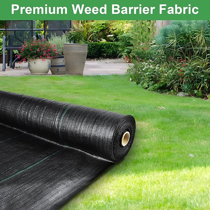 mupera Heavy Duty Weed Barrier Fabric - 6.5ft x 330ft (78x3960) Professional Grade Landscape Fabric UV-Resistant 3.8oz Woven PP for Driveway &amp Garden Commercial Strength Ground Cover (Black)