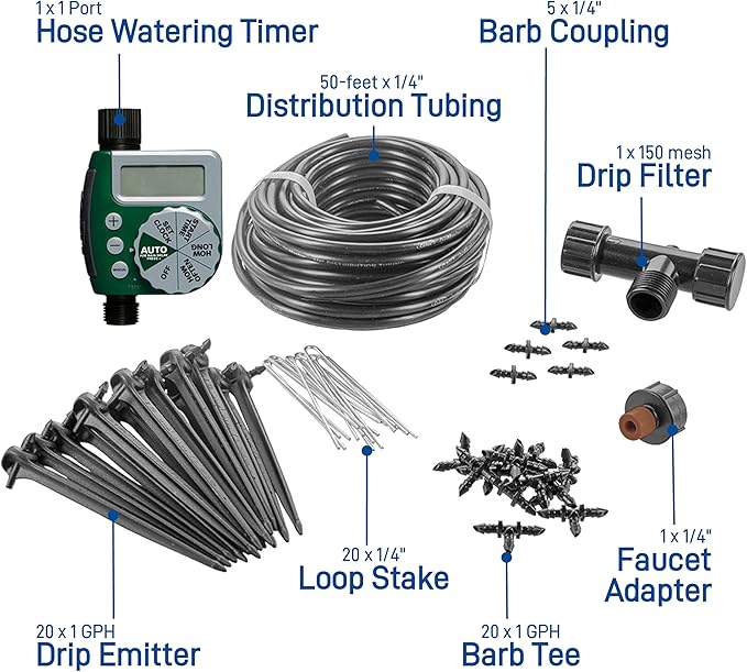Orbit 91945 Tomato Garden Drip Irrigation Watering Kit w/Automatic Watering Timer