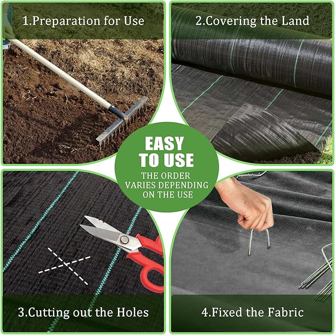 4FT x 200FT Weed Barrier 3.2oz Landscape Fabric Soft for Long Term Use Heavy-Duty Weed Blocker Fabric for Plantations