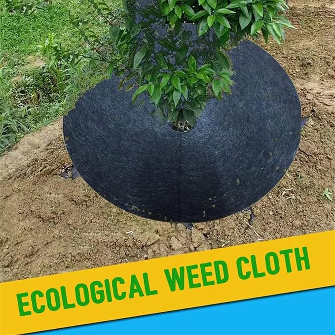 Non-Woven Tree Mulch 10pcs Mulch Orchard Ground Cover Barrier Mat Weed Control Fabric Landscape Round Tree Non Woven Block Outdoor Garden Tree Mulch Mats(62x7cm)