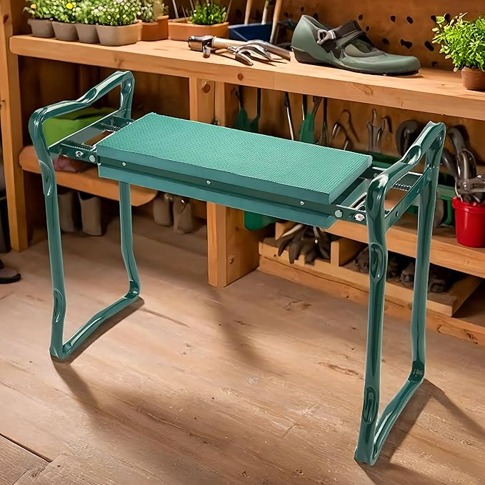 Collections Etc Garden Kneeler and Seat Green
