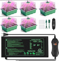 YAUNGEL Seed Starter Tray with Grow Light Heat Mat with Thermostat 5 Pack Seed Starter Kit with Timing Controller Adjustable Brightness Thicken Seedling Starter Trays with Humidity Domes