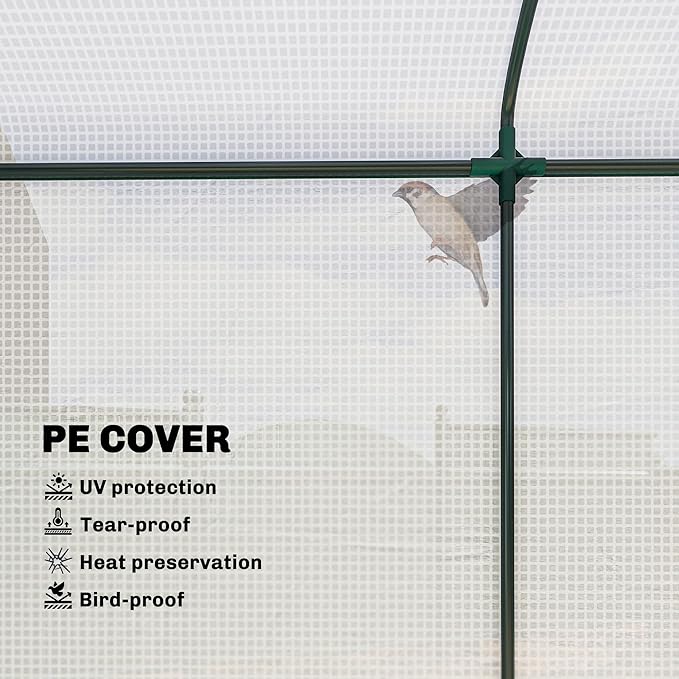 Outsunny Mini Greenhouse Portable Greenhouse with Roll-Up Door and 2 Mesh Windows Small Green House with PE Cover for Garden Patio Lawn 78.7 x 29.5 x 74 White