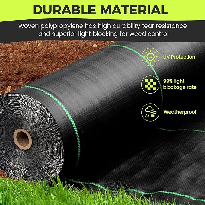 Driveway Fabric Weed Barrier Landscape Fabric Heavy Duty Garden 6ft x 300ft Landscaping Fabric Outdoor Weed Mat Weed Control Gardening Mat Geotextile Fabric