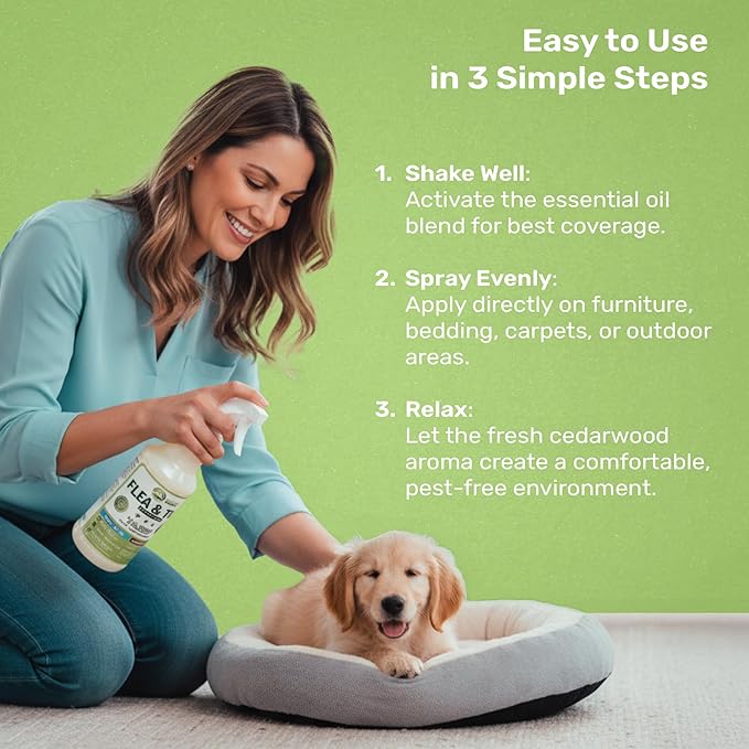 Mosquito Magician Indoor and Outdoor Flea &amp Tick Spray - Use for Carpet Furniture Bedding Couches &amp Pets – Plant-Sourced with Essential Oil – Cedarwood 16 OZ