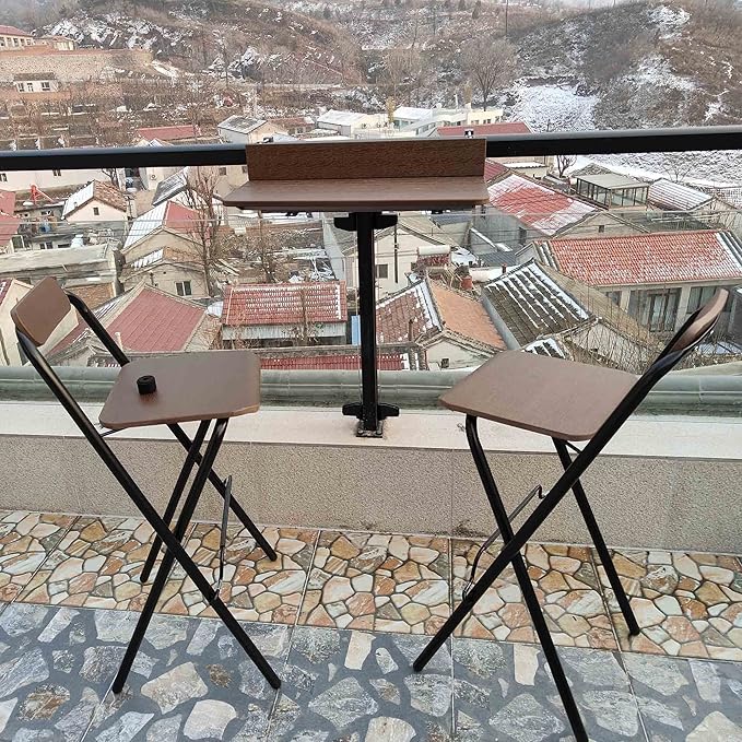 Outdoor Folding Garden Stool Waterproof Bar Chair for Patio/Travel/Camping/Shop Modern Steel High Chair with Backrest Square Seat (Color : Brown Size : 28in/70cm)