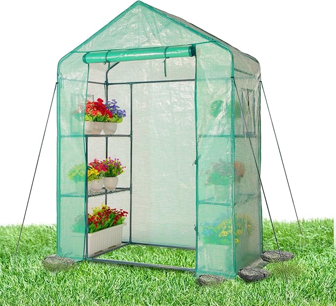 IDZO Walk in Greenhouse Outdoor Greenhouse with Durable PE Cover &amp Sturdy Steel Frame for All Seasons Convenient Rollable Door Anchor &amp Rope Included for More Stable Stand Easy to Install