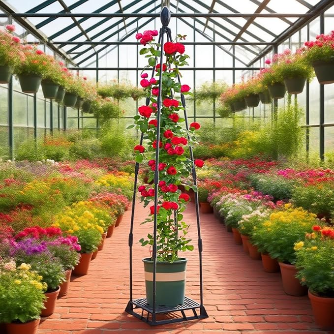 Garden Trellis for Climbing Plants Metal Plant Support Plants Climbing Trelli Frame Rustproof Obelisks Clematis Support for Pots Plant Rose Tomato Cucumber Flowers Grape Pea
