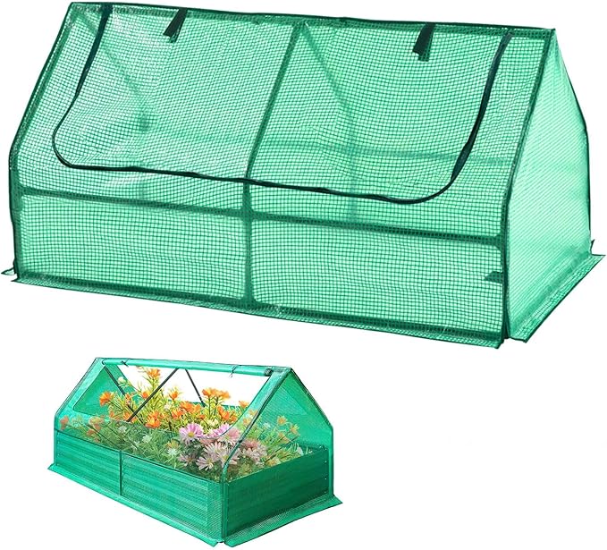 High Strength Planter Box with a Cover 73’’* 37’’* 36 Galvanized Raised Garden Bed 3 in 1 Garden Box Outdoor Planter Box for Growing Vegetables Flowers and Other Plants.