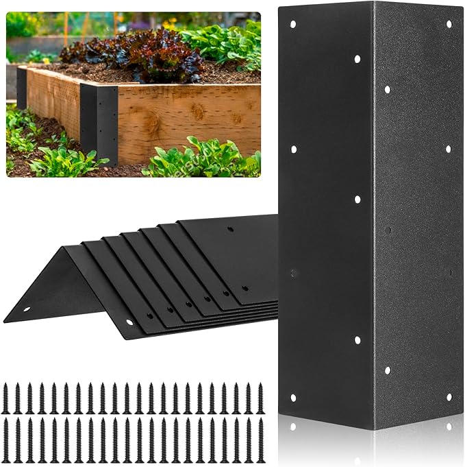 Set of 8 Raised Garden Bed Corner Brackets with Wood Screws for 20-24 Bed Rust Resistant Raised Bed Corners Metal Connectors 11 x 3 x 3 for Vegetable Planter Garden