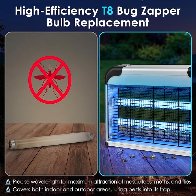 4 Pack 20W Bug Zapper Light Bulb Replacement Compatible with Aspectek 40W Bug Zapper - T8 UV Light Tube with 5000 Hour Lifespan 23Inch Long for Large Electronic Insect Killers