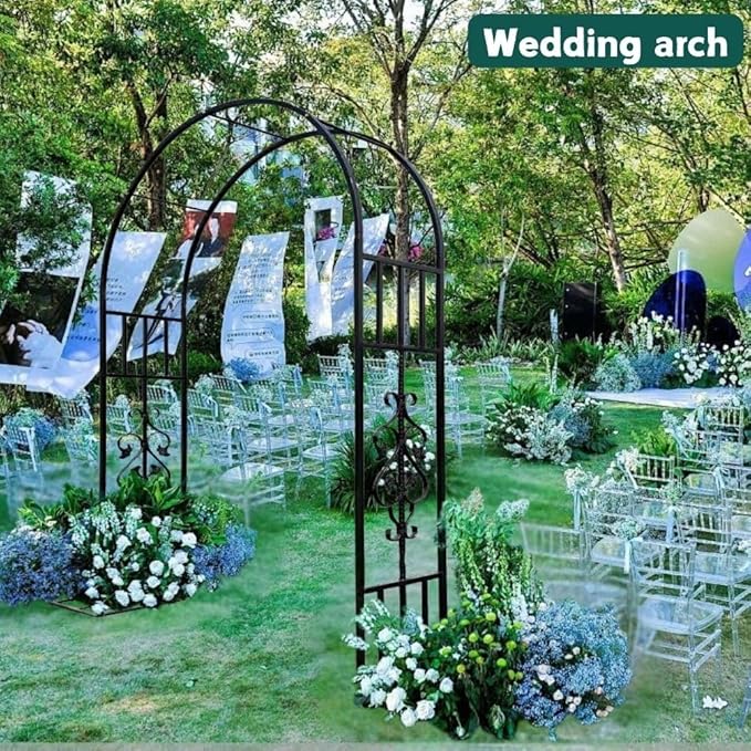 Garden Trellis Arch Archs Trellis For Climbing Plants Outdoor Metal Arbor Archway Arch To Use In The Entrance To Courtyard W:4.6ft 5.9ft 7.2ft 8.5ft 9.8ft 11.2ft 12.5ft H:7.6ft(White1.8x2.30m/5.9x7