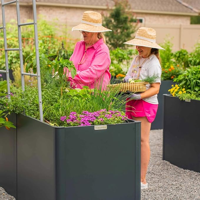 Vego garden 32 Extra Tall Raised Garden Bed 27 x 53 Modern Raised Garden Beds Kit Metal Planter Box for Vegetables Flowers Fruits Umber Brown